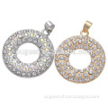 34*29mm silver and gold plated full diamond round circle shape pendant necklace